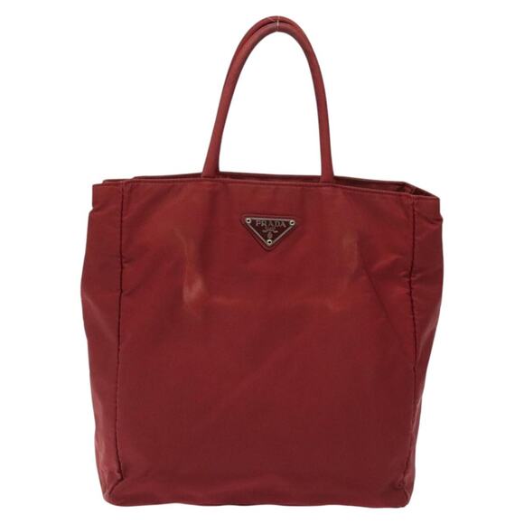 PRADA Hand Bag Nylon Red Silver - Picture 2 of 9
